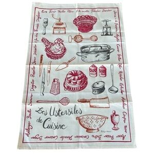 Winkler Tea Towel Les Ustensiles‎ de Cuisine Kitchen Utensils 100% Cotton France